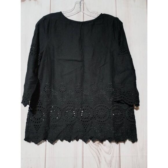 Tommy Bahama Shirt Ladies‎ Small Black Semi Sheer Cut Out Design - Picture 1 of 9